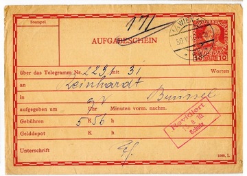 Austria Dowód nadania 10 halerzy Wiedeń 1910 r.