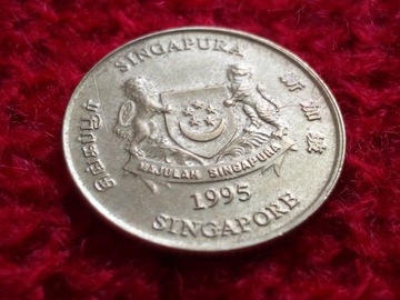 FIVE CENTS 1995 SINGAPUR * UNC * MONETA CZYSZCZONA