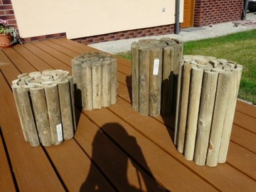 Obrzeże, palisada drewniana rollborder 4szt+gratis