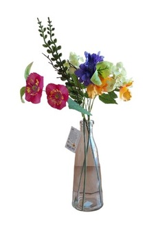 Ozdoba na stół sztuczne kwiaty w flakonie 