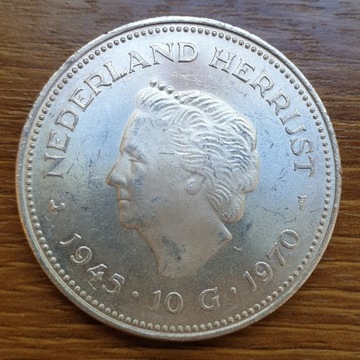 Holandia 10 guldenów 1970 25g Ag 720