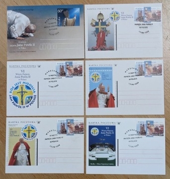 Zestaw kart pocztowych z VI pielgrzymki JP2 1999