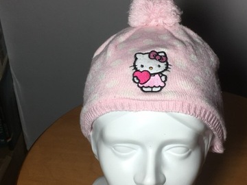 Różowa, ocieplana czapeczka Hello Kitty rozm.50-52