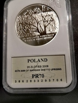 20 zł 2008r,65rocz.Powstanie w Getcie Warszawskim 