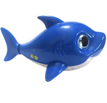 Niebieski pływający rekin na baterie zabawa dzieci