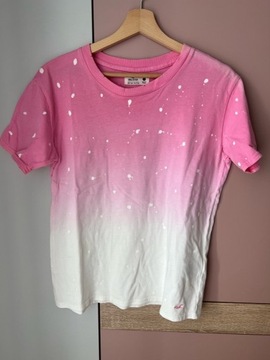 T-shirt cieniowany biało-różowy, Hollister - S