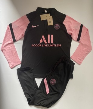 Nowy czarno różowy  dres PSG 
