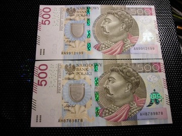 500zł radar dwa banknoty echo lustrzane odbicie