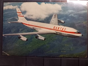 Pocztówka 1960-70 Samolot Qantas Boeing 707 