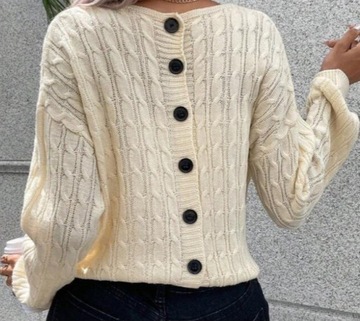 Dzianinowy sweter śmietankowy rozmiar L