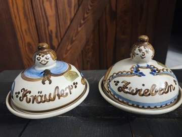 Ceramiczne pojemniki na ser masło Vintage Keramik 