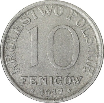 10 fenigów 1917 Napis Bliżej Obrzeża NBO Stan 1-