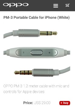 Oppo PM-3 kabel z mikrofonem i sterowaniem iPhone