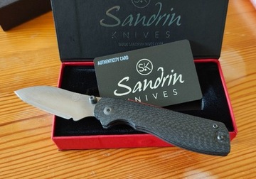 Nóż składany Sandrin Knives Torino V2 CF, Tungsten Carbide 71HRC, CF