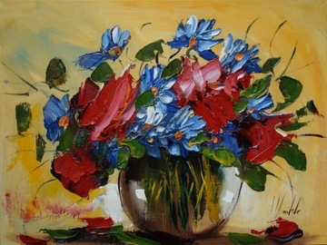 L.Omiotek olej panel 40/30"Bukiet kwiatów"