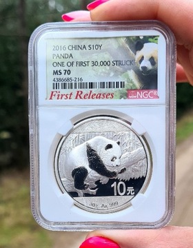 Srebrna moneta Chińska Panda 2016 NGC MS70 