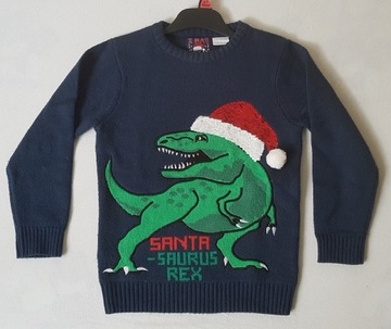 Sweter świąteczny 122 dinozaur x-mass
