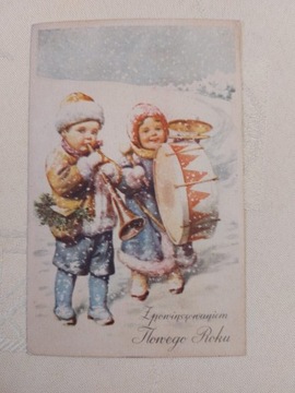 Karta pocztówka Boże Narodzenie  Nowy Rok lata 20