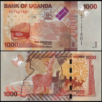 1000 SZYLINGÓW, UGANDA, 2021 rok, stan bankowy