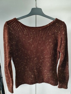 Sweter damski - brązowy melanż (rozmiar S)