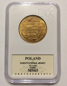 10 dukatów rybnickich 2007r. - grading GCN MS65