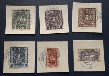 Znaczki Austria 1922 kasowane, wycinki