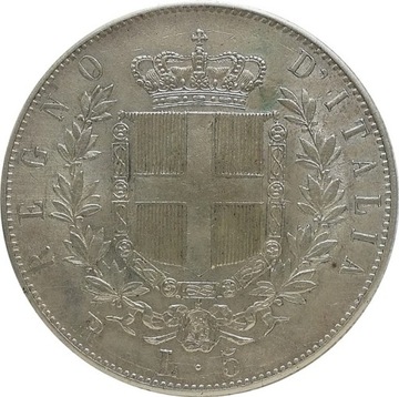 Włochy 5 lire 1877, Ag KM#8.4