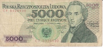 Banknot 5000 zł. Chopin