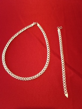 Łańcuszek srebrny + bransoletka, srebro 