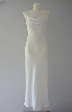 Zara długa biała satynowa sukienka maxi 36 S