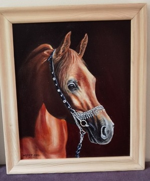 Obraz olejny portret konia.