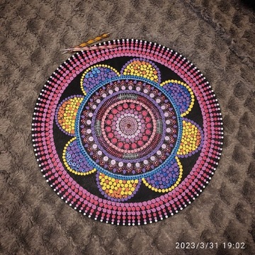 Ozdoby do domu, mandala, dot painting 