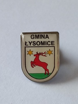 Herb gmina Łysomice przypinka pin odznaka wpinka