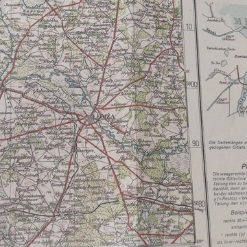 Mapa 1932Allenstein Granica Mława Ostrołęka Łomża 