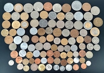 Monety świata 100 sztuk - każda inna zest.E