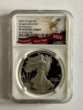 2024-W 1 $ 1 uncja Silver Eagle NGC PF70 UC
