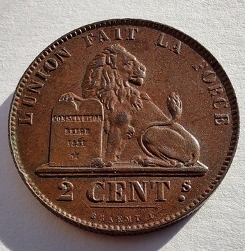 BELGIA 2 Cents 1853 okołoMENNICZA