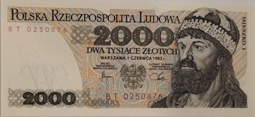 Banknot 2000 zł Polska Rzeczpospolita Ludowa