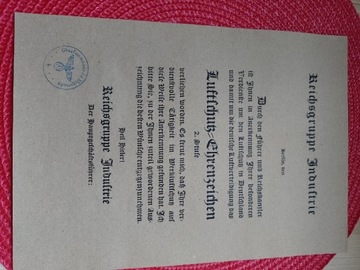Odznaczenia Odznak Dokument Niemcy Kopia 