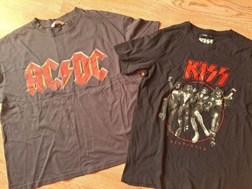 Dwie koszulki młodzieżowe AC/DC i KISS r.S