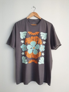 Koszulka T-shirt Boho Nadruk Vintage Tee Szara L