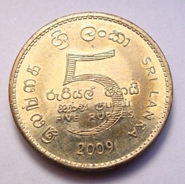 Sri Lanka 5 rupii 2009 ŁADNA!