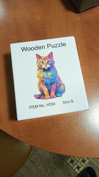 Puzzle drewniane Kolorowy Kot Nowe