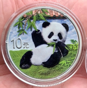 Srebrna moneta 10 Yuan Chińska Panda Kolor 2020