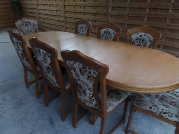 masywny stół +8 krzeseł DĘBOWY wysyłka dowóz BDB