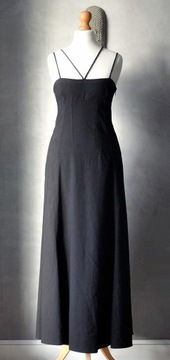 Maxi sukienka z lnem gorsetowa rozkloszowana XS S