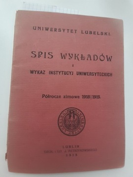 Uniwersytet Lubelski. Spis wykładów...