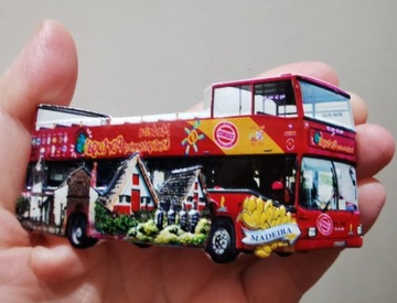 Magnes na lodówkę 3D Madera Portugalia autobus