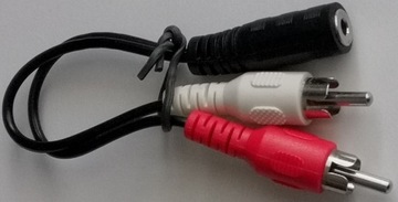 Kabel Adapter 2xRCA-gniazdo mini JACK 3,5, dł.0,2m