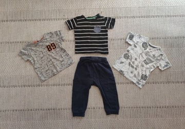 Spodnie dresowe H&M i 3 t-shirty dla chłopca 74/86